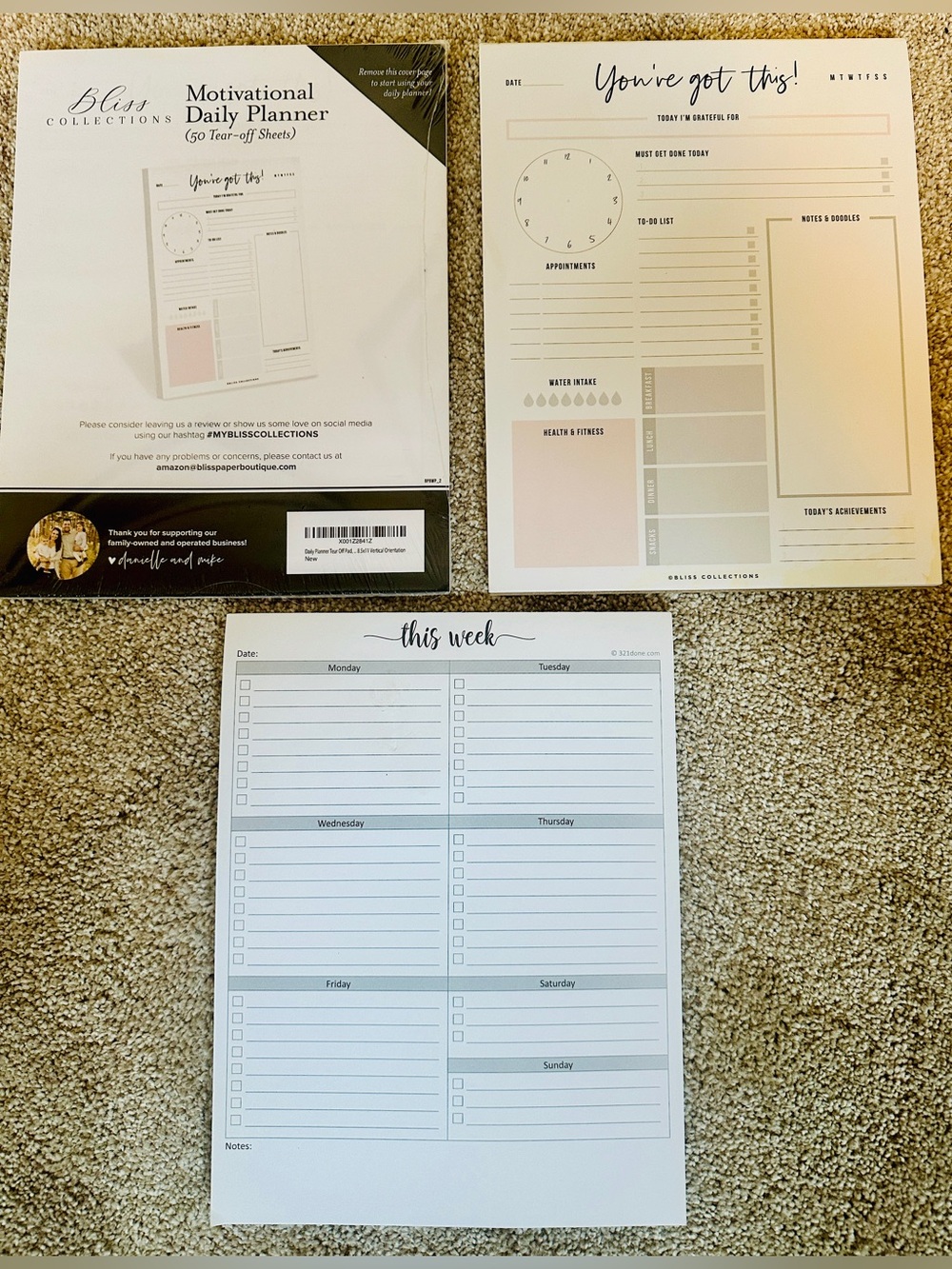 3x Daily Planner Weekly Notepad Lot To Do List Trackers 8.5x11 Desk Pads